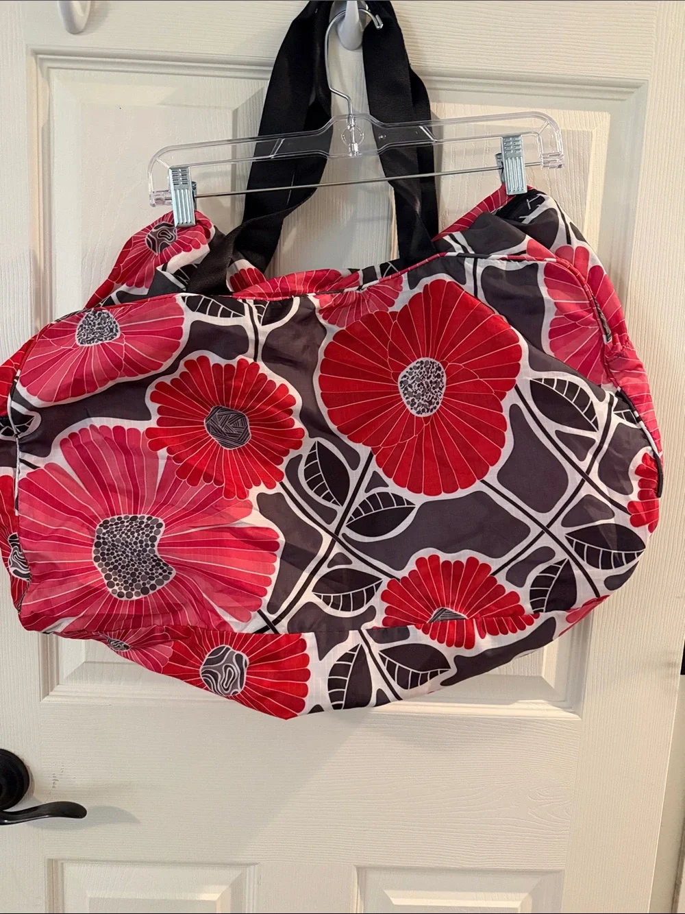 Vera Bradley Red Floral Nylon Tote with Black Handles